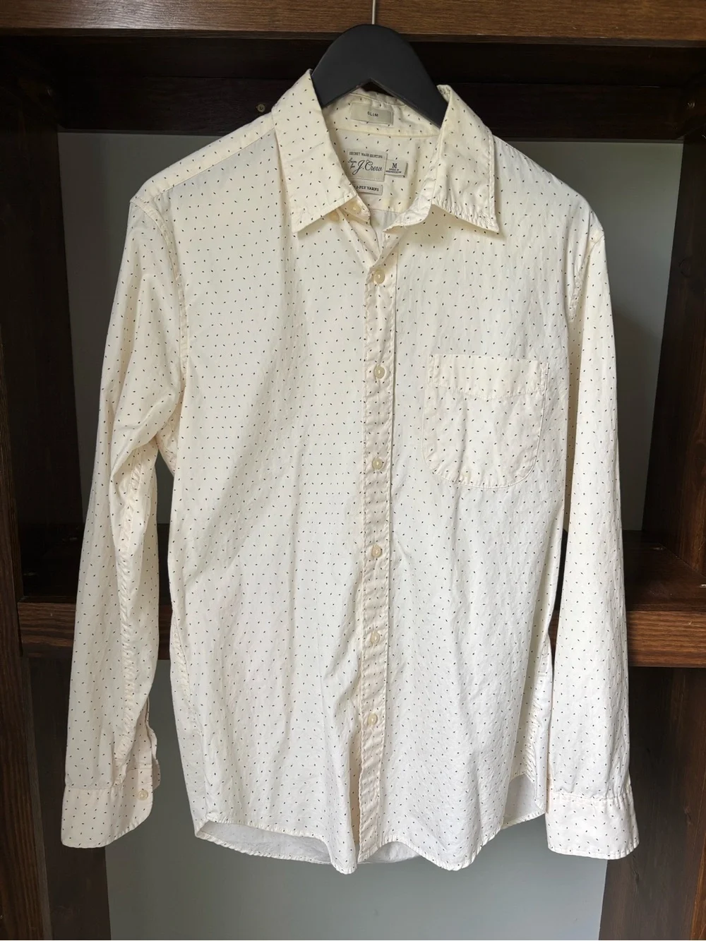 J. Crew Men’s Cream Dot-Print Cotton Button-Down Shirt